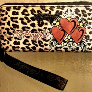 Ed Hardy Heart and Leopard Print Wallet
